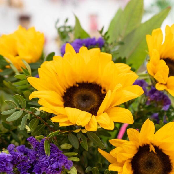 Ramo de girasoles en detalle