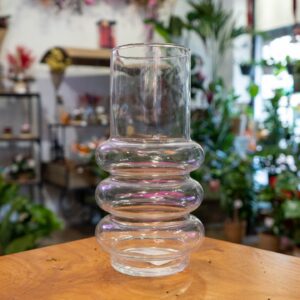 Jarrón Burbuja Transparente de vidrio con forma ondulada, ideal para ramos altos