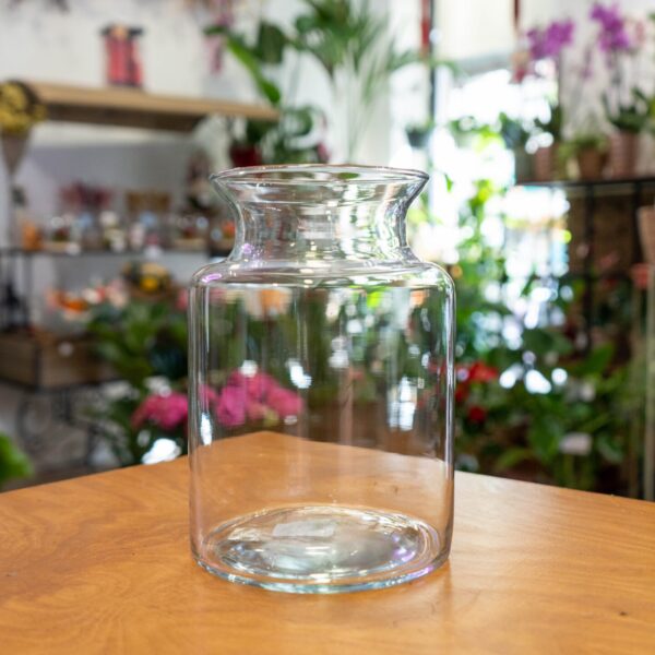 Jarrón de cristal transparente de 20x11,5 cm ideal para ramos de flores